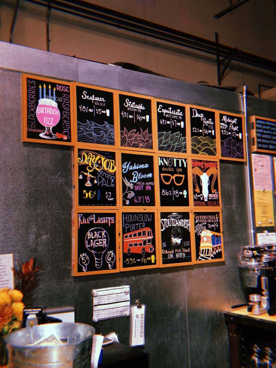 Beer menu at Brewery